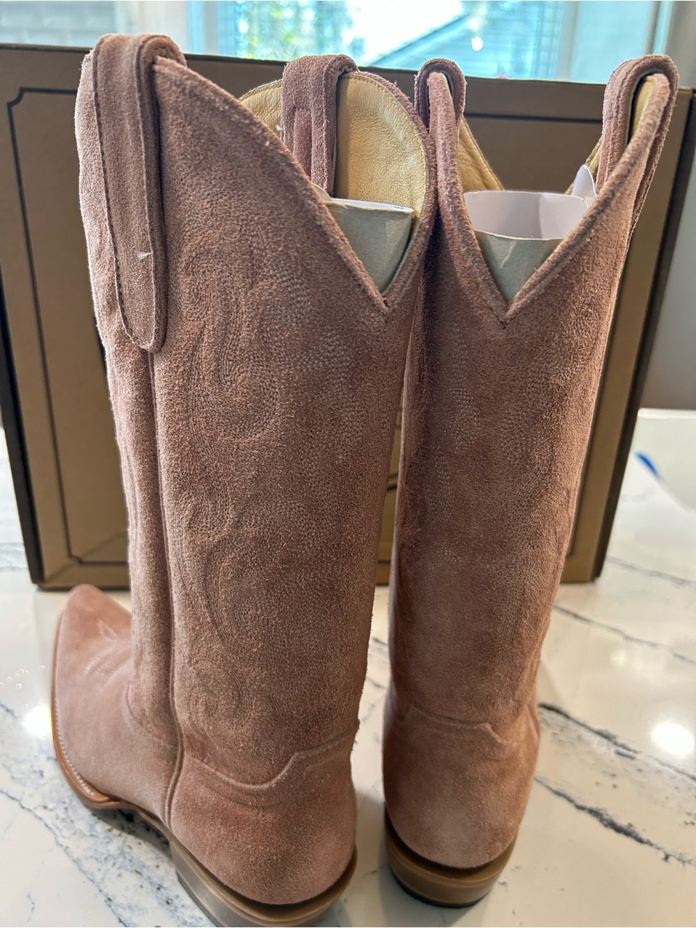 Cavender’s Women’s Dusty Rose Pink Suede Cowboy boots - size 8B - NEW - Picture 8 of 8
